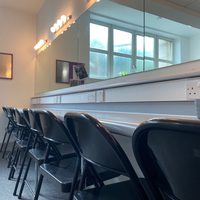 Seats, mirrors and lights in a dressing room