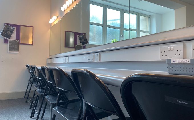 Seats, mirrors and lights in a dressing room