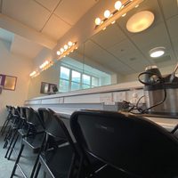 Seats, mirrors and lights in a dressing room