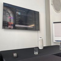 Wall mounted TV screen and flip chart