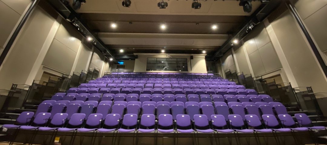 The Ocean Theatre, viewed from the stage facing 180 purple seats