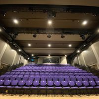 The Ocean Theatre from the stage facing 180 purple theatre seats